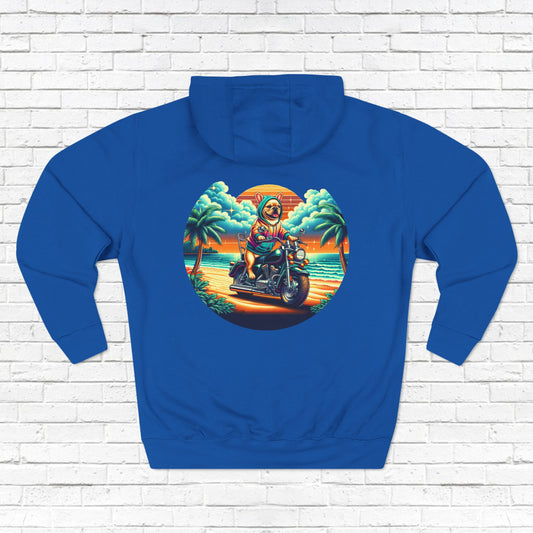 Frenchie Motorcycle Fleece Hoodie Royal Blue