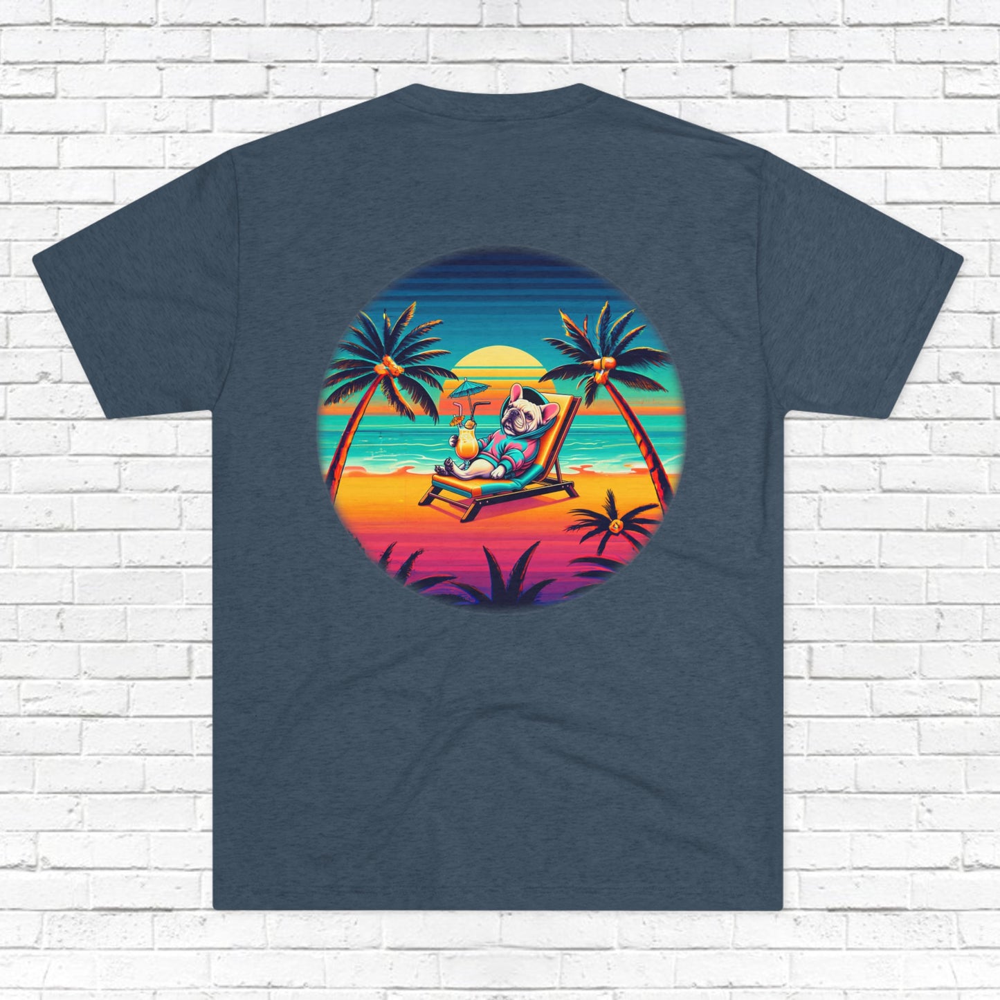 Frenchie Happy Hour T-Shirt Indigo