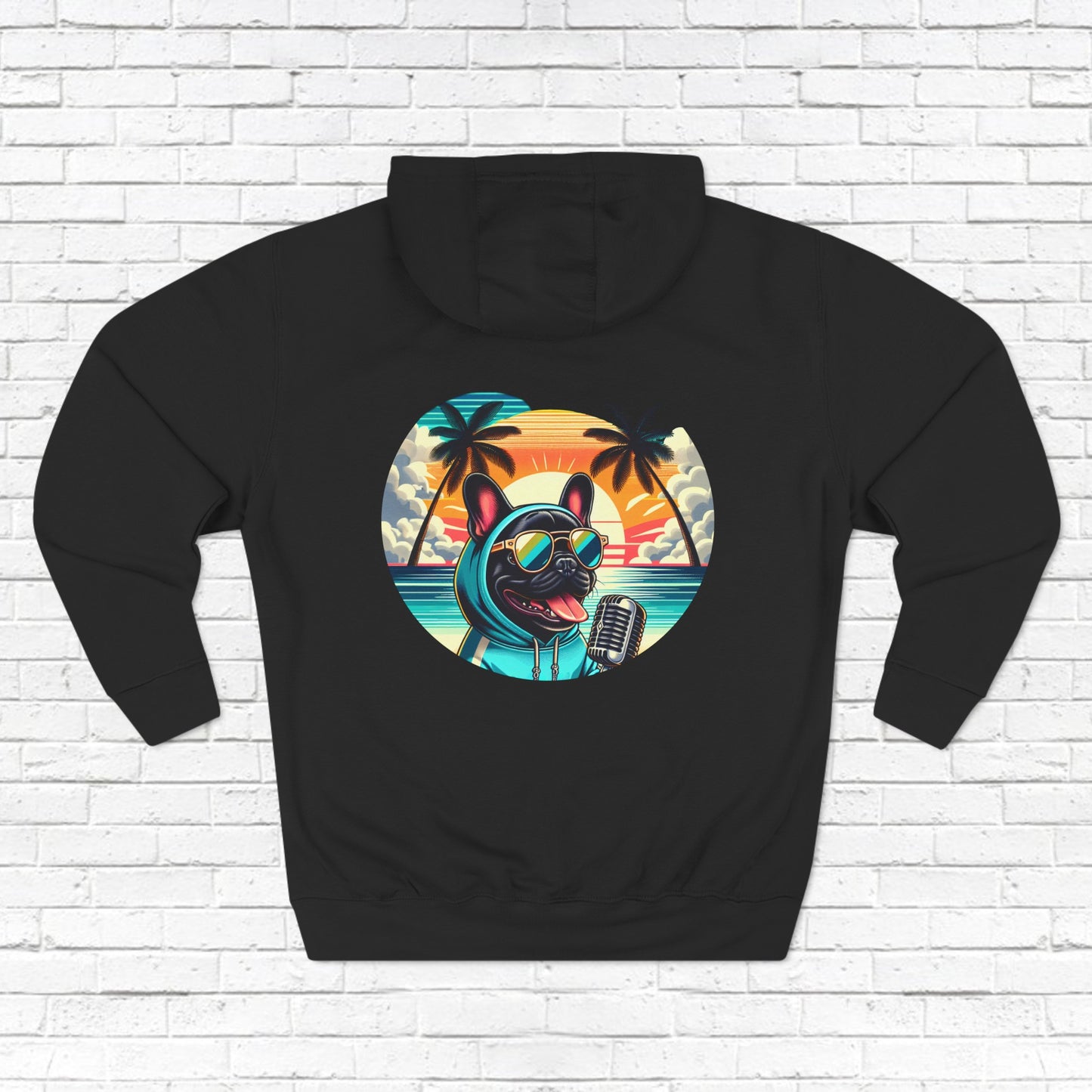 Singing Frenchie Fleece Hoodie Black