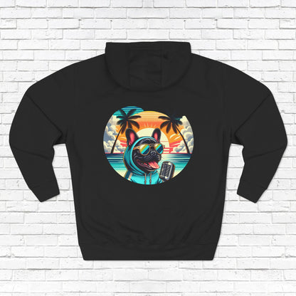 Singing Frenchie Fleece Hoodie Black