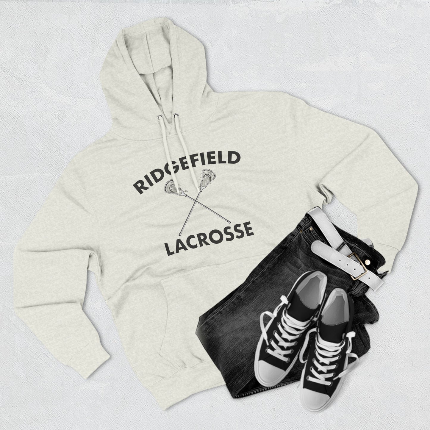 Ridgefield Lacrosse Black Font Adult Fleece Hoodie (Unisex)